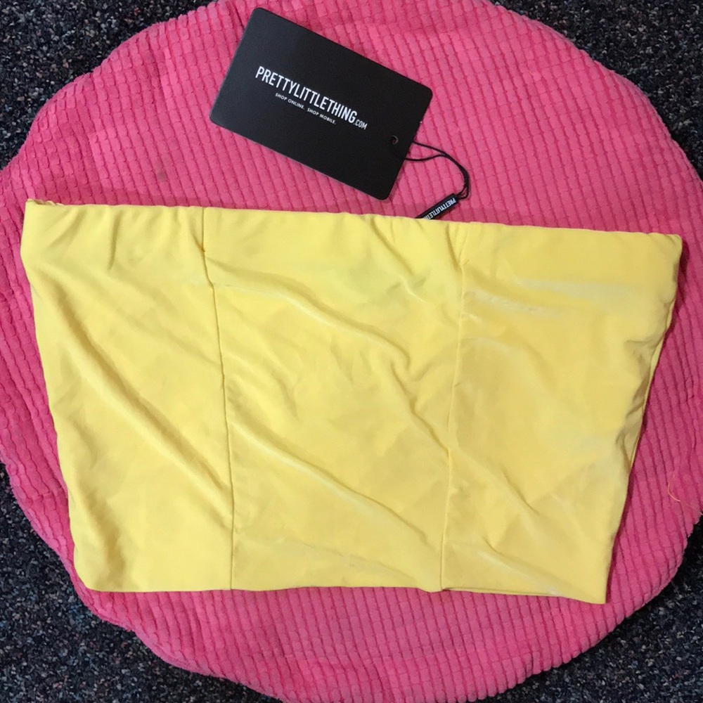 Yellow slinky Bandeau Crop Top